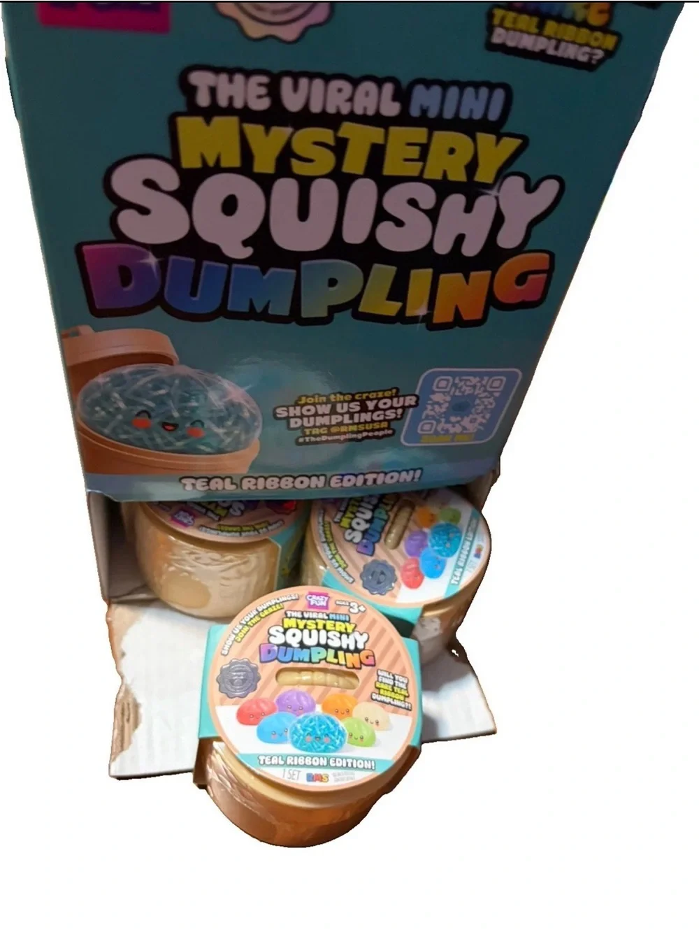 1 CONFIRMED RARE SEALED Viral RMS Mini Mystery Squishy Dumpling Teal Ribbon-9 ct